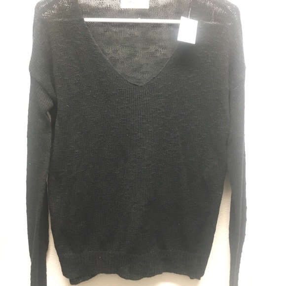 XS/S HOLLISTER SOFT BLACK SWEATER light sheer pullover scoop neck cotton blend - Picture 5 of 5
